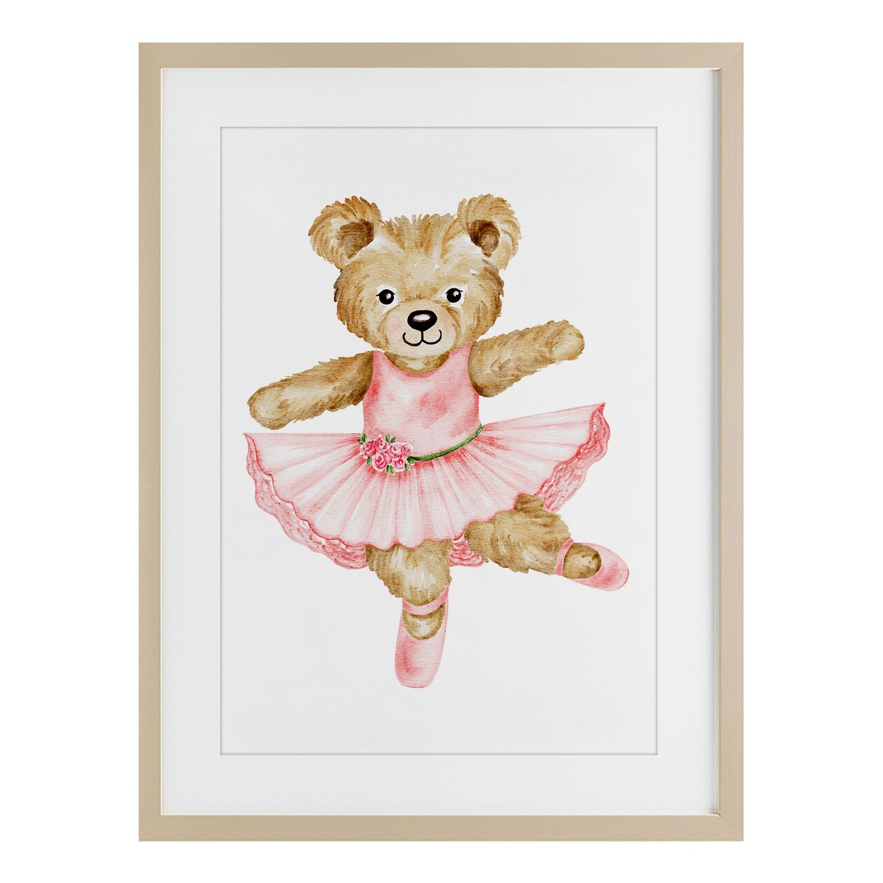 Stupell Industries Ballerina Teddy Bear Framed Print Under Glass, design by Amy Hall